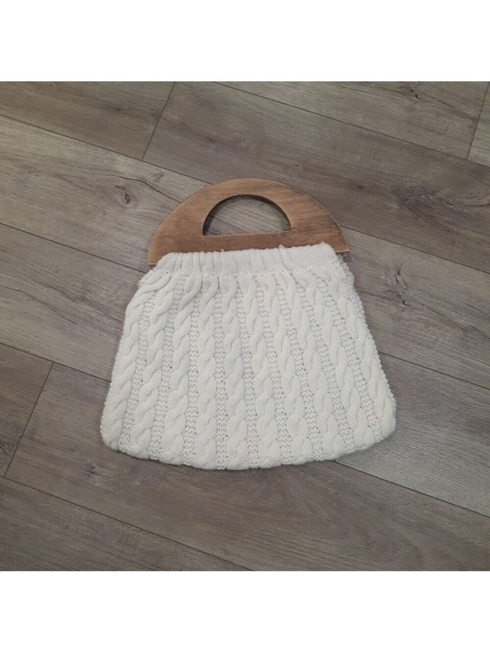 Vintage Handmade Cable Knit Granny Boho Purse